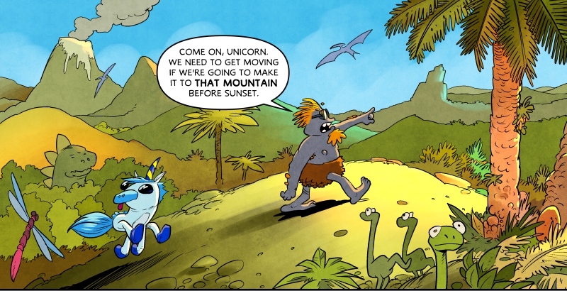 Page 1, Panel 1: The Long Walk to Mysterious Mountain